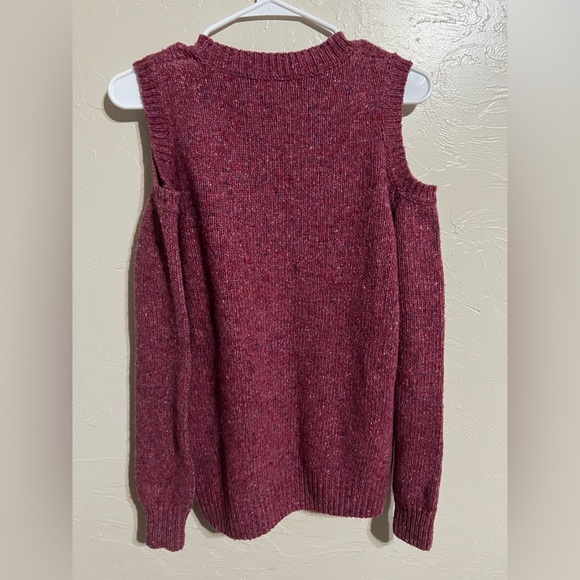 Rebecca Minkoff Fuchsia Red Knit Open Shoulder Long Sleeve Sweater Top Small - Picture 5 of 8